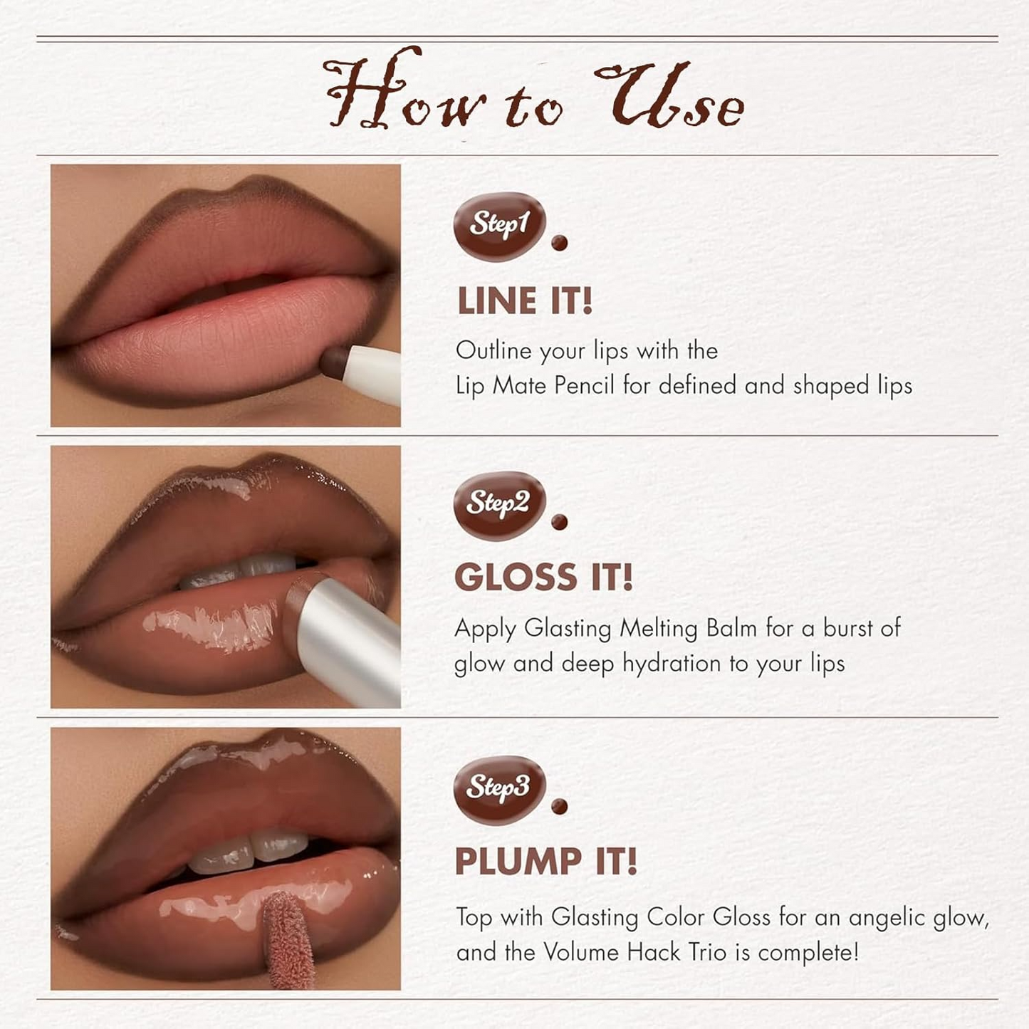 Seti ya Vipodozi vya Midomo: Lip Gloss, Lip Liner na Lipstick – Matte Lip Liner na Lip Glaze ya Kulainisha