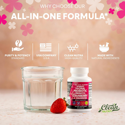 Vidonge vya Probiotic na Prebiotic vya Wanawake vya Mimea – Mchanganyiko wa Cranberry na D-Mannose