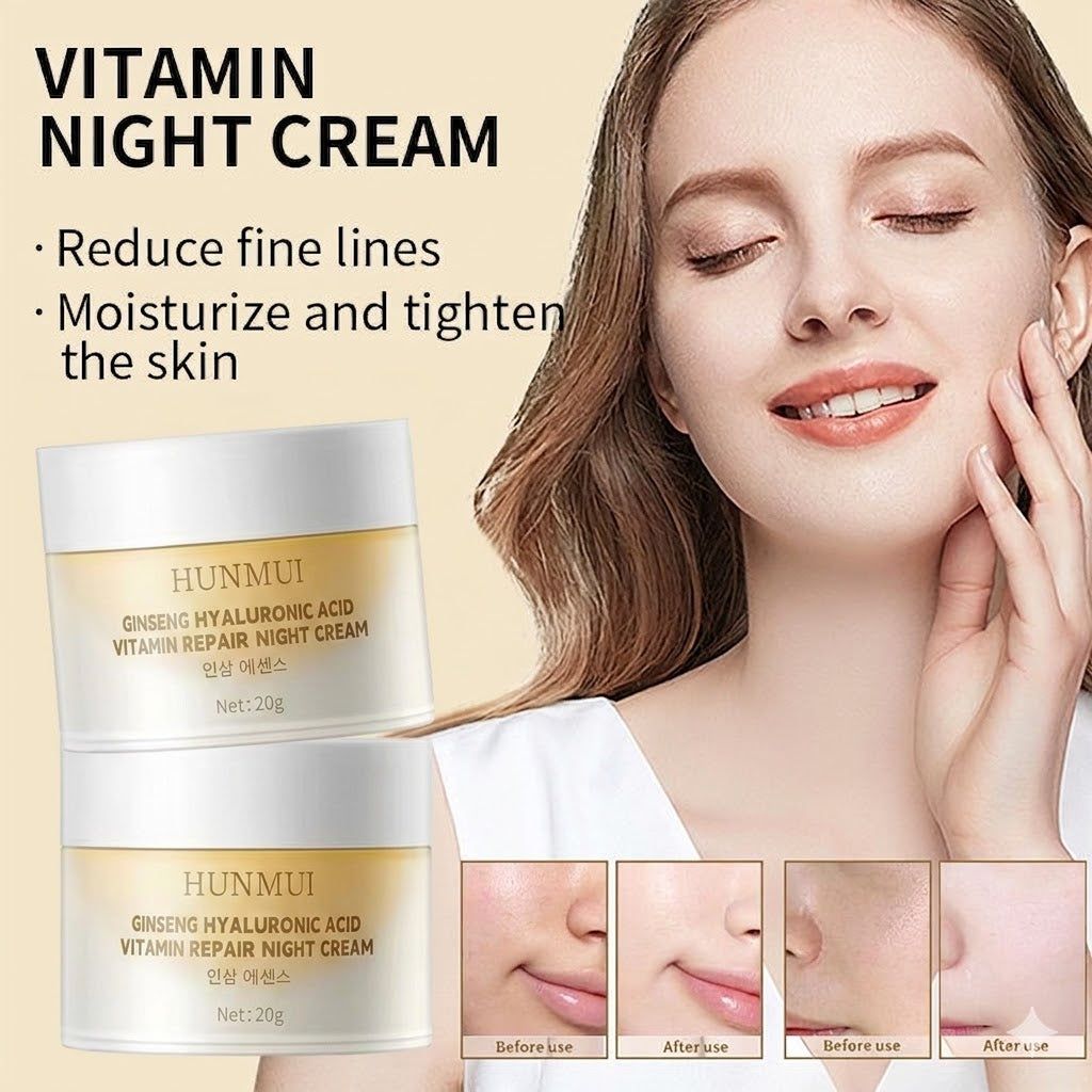 Krimu ya Usiku ya Ginseng na Hyaluronic Acid – Unyevu wa Kina na Utunzaji wa Ngozi Usiku